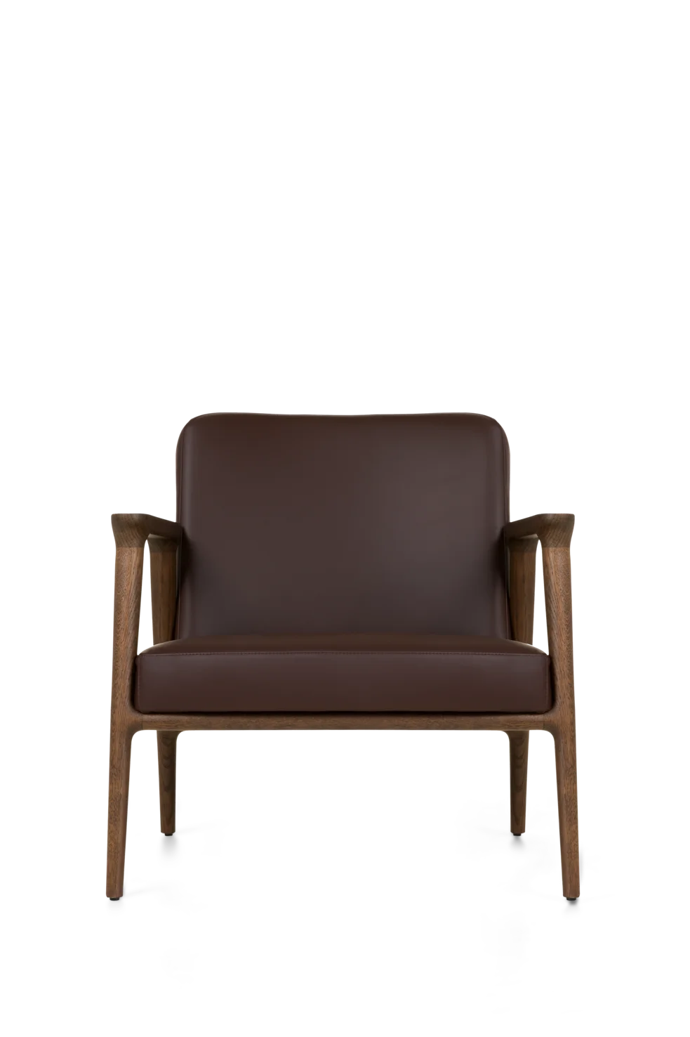 Zio Lounge Chair Spectrum brown with cinnamon legs front view